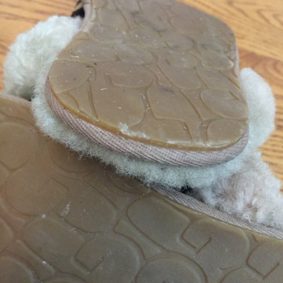 UGG SLIPPERS WOMENS 5 LEOPARD CALF HAIR LEATHER SCUFFETTE SLIP ON MULES HYGGE - Picture 11 of 16